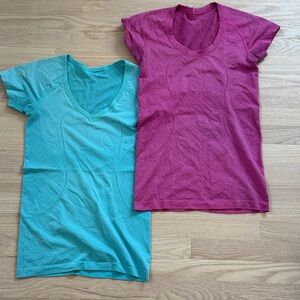 Lululemon short sleeve shirts - blue and pink